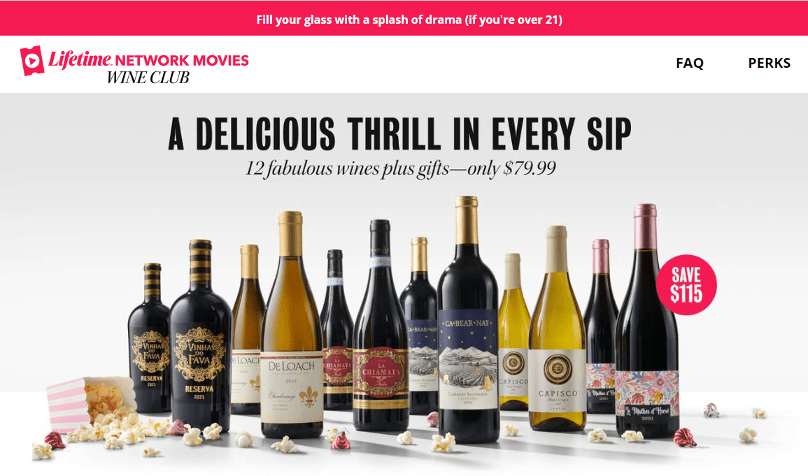 Lifetime has a new wine subscription service with Direct Wines.