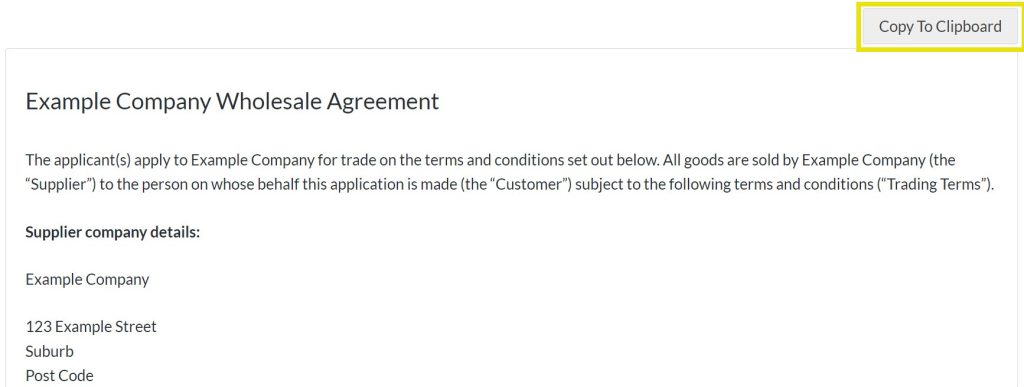 Copy the wholesale agreement to your clipboard.