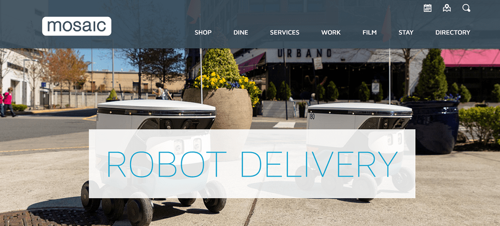 Mosaic District robot delivery page