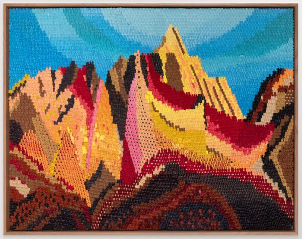 Caroline Larson textile artwork “Screen Saver Mountain” will anchor the collection on display at The Bellevue Collection store.