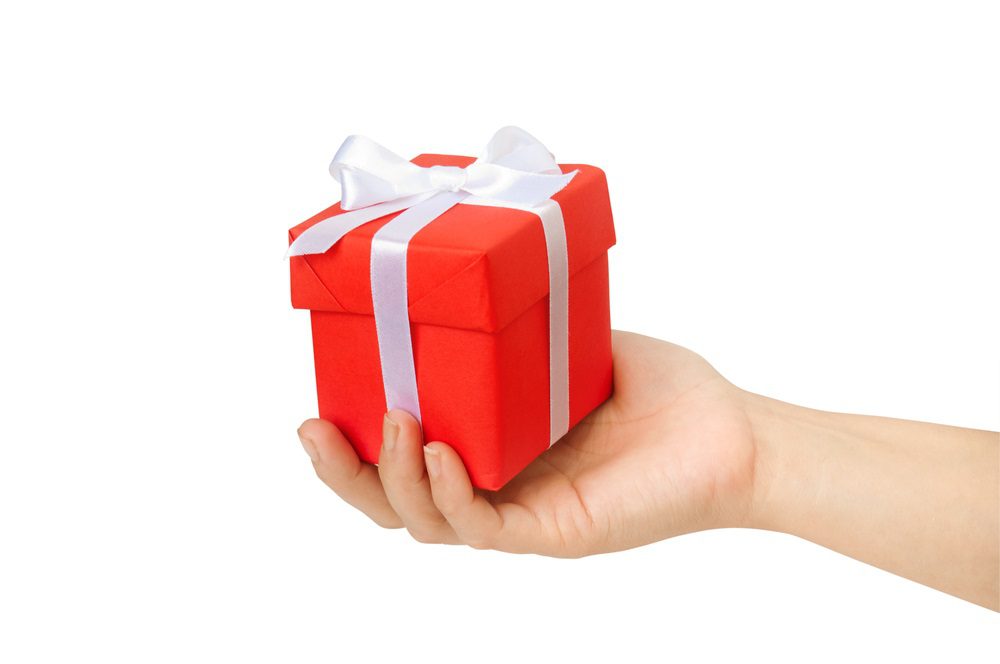 Hand holding gift box