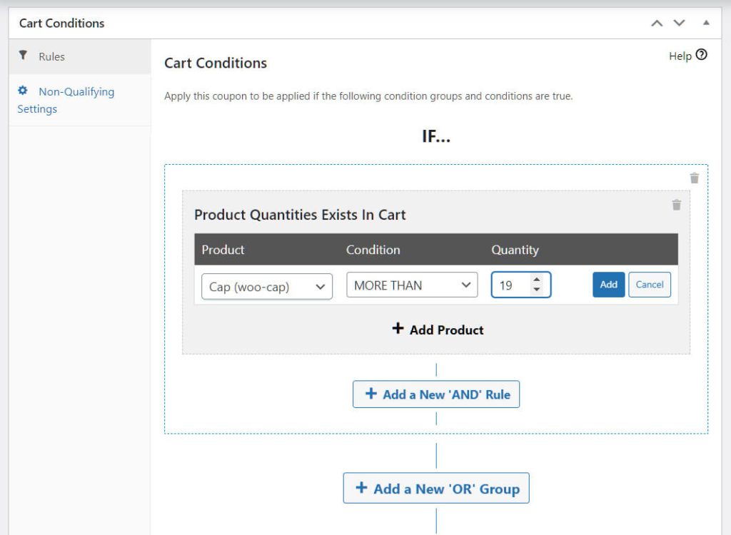 Advanced Coupons' cart conditions allows you to choose how many products a customer must purchase before they can receive a wholesale discount code.
