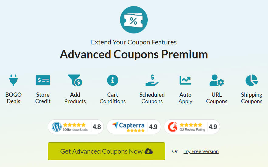 Advanced Coupons Premium is the top #1 coupon plugin in WooCommerce