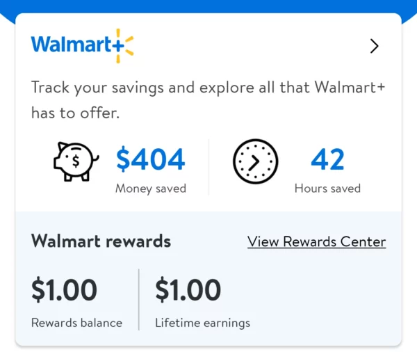 Snapshot of Walmart+ member view