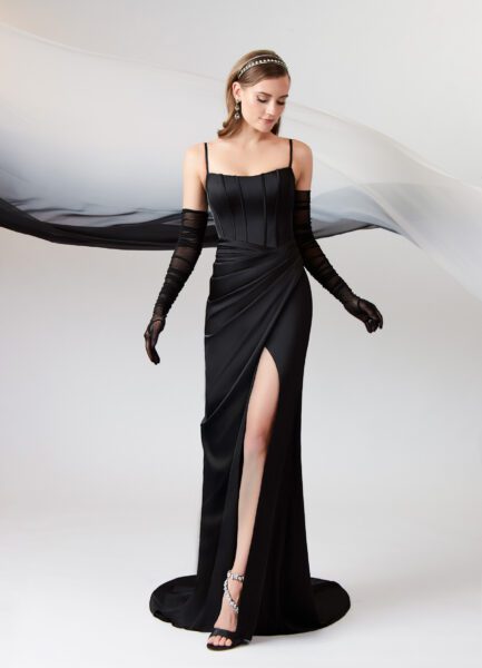 One of the dresses in Azazie's new black wedding dress collection. 