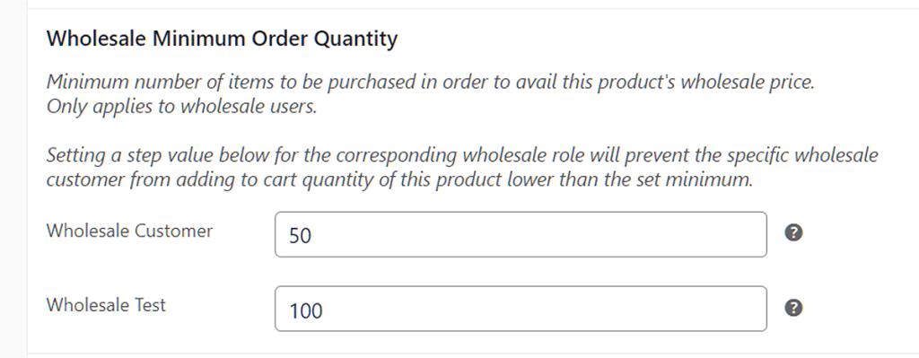 Setting a minimum order quantity in Wholesale Suite.