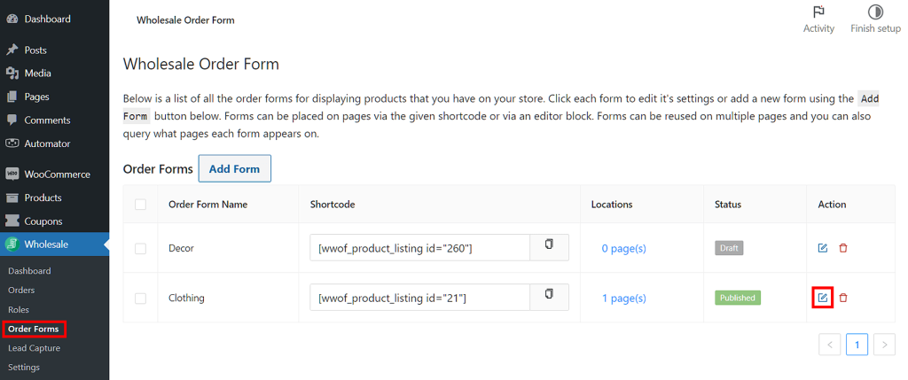 To implement the Add Selected Products To Cart option in your online wholesale store, you must edit an existing order form.