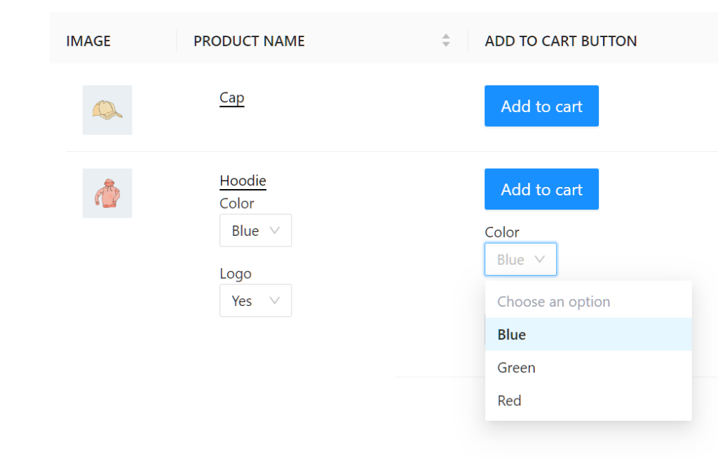 Wholesale Order Form Version 3.0: The Standard Variation Style is one way to display your product variations.