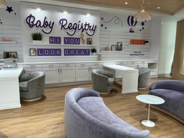 The Baby Registry Lounge at the new Babies 'R' Us.