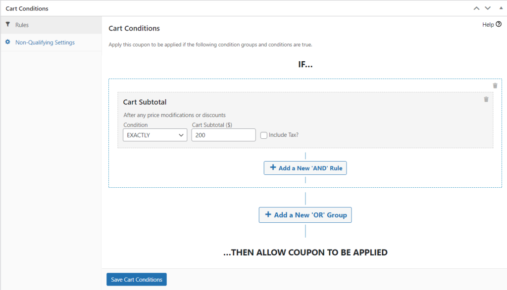 Setting a required cart amount subtotal before a wholesale customer can use your discount code