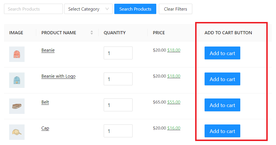 Wholesale Order Form Direct Add-To-Cart Buttons 