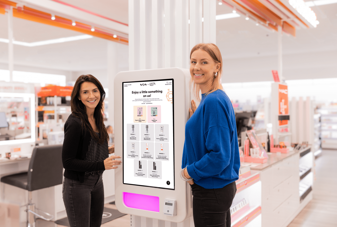 SOS Co-founders showcase the smart vending capability at Ulta.