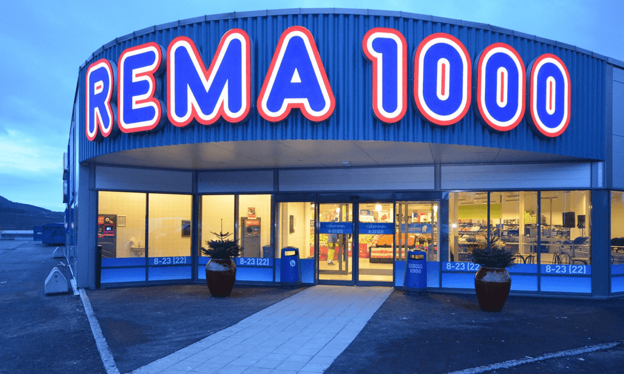 Rema 1000 storefront in Norway.