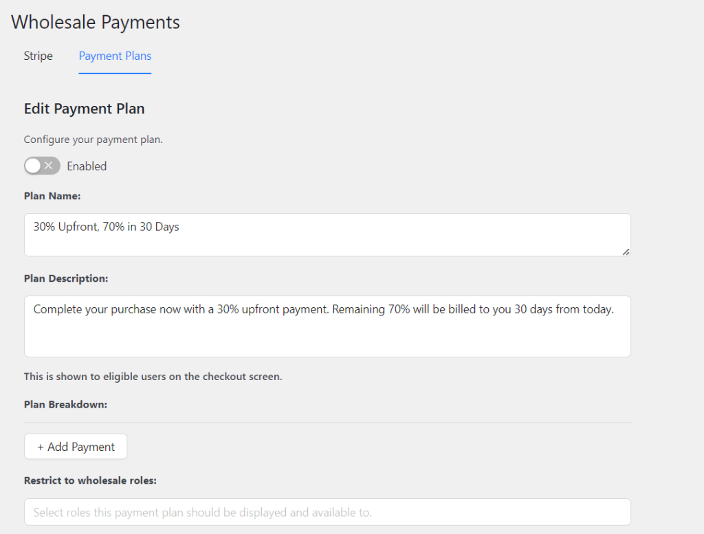 Naming your payment plan 
