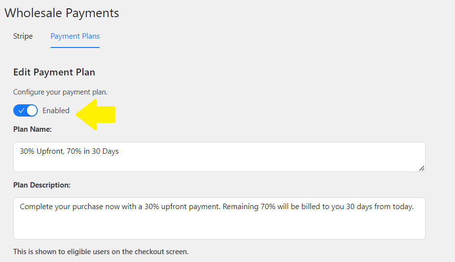 Save and enable your WooCommerce payment plans 