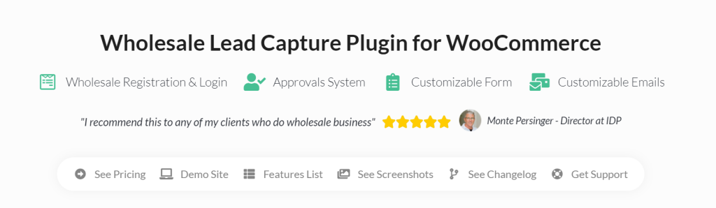 A screenshot of Wholesale Lead Capture's landing page. 